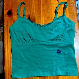 Brand: Hollister, size: small, color: emerald green, type: crop tank top